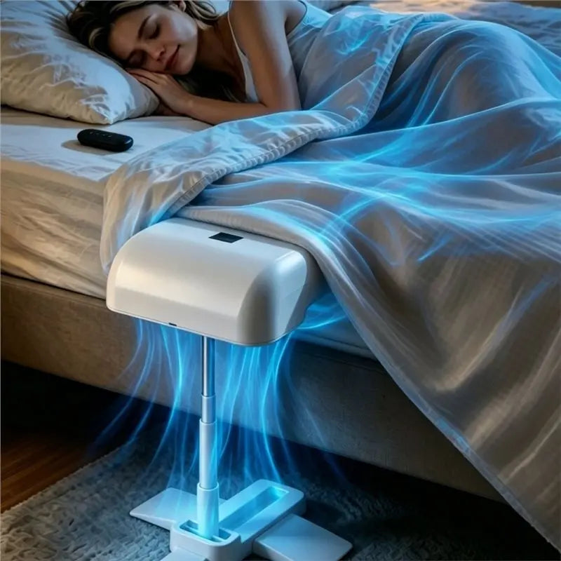 ABUD-Under Blanket Air Circulation Fan With Remote Control 5 Adjustable Wind Speeds Quiet Bed Cooling Fan